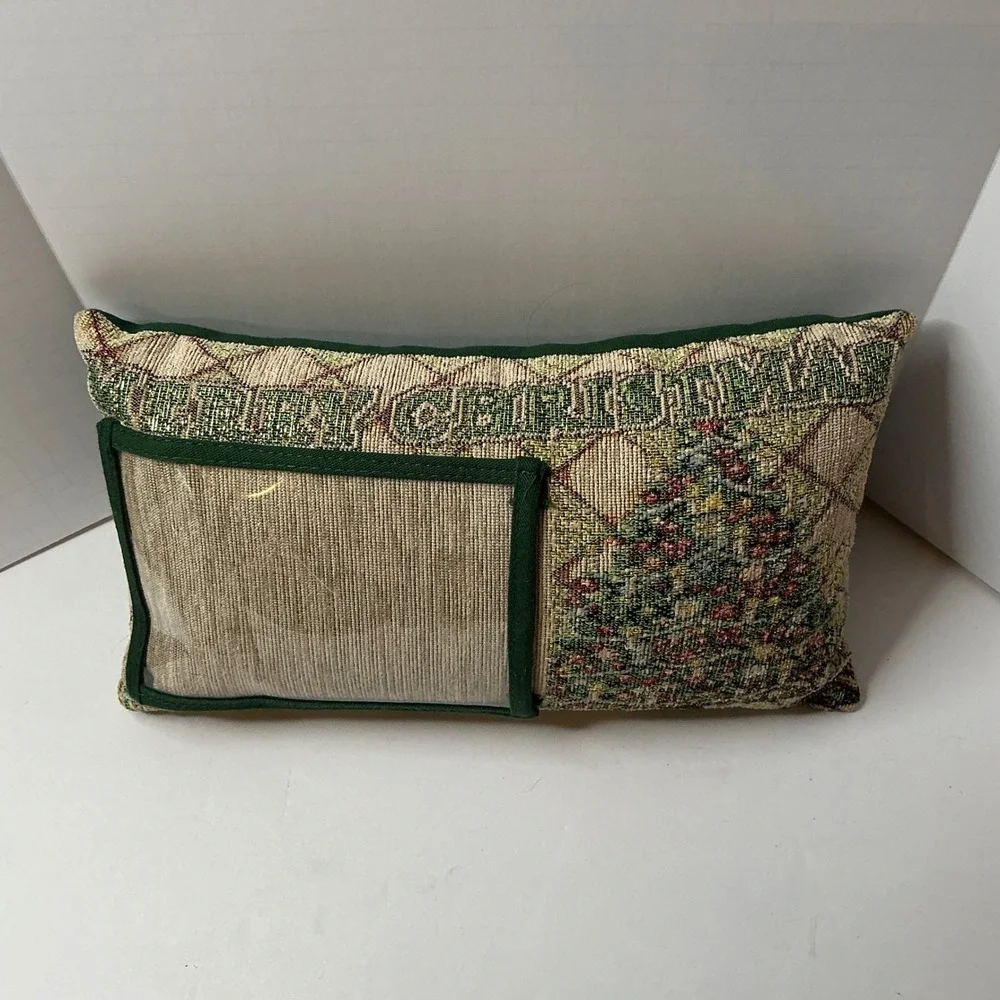 Holiday Christmas Tree Tapestry‎ Pillow with Clear Photo Pocket